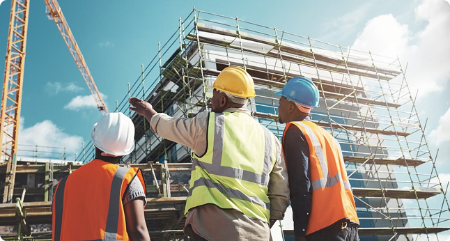 Équipe professionnelle sur un chantier de construction